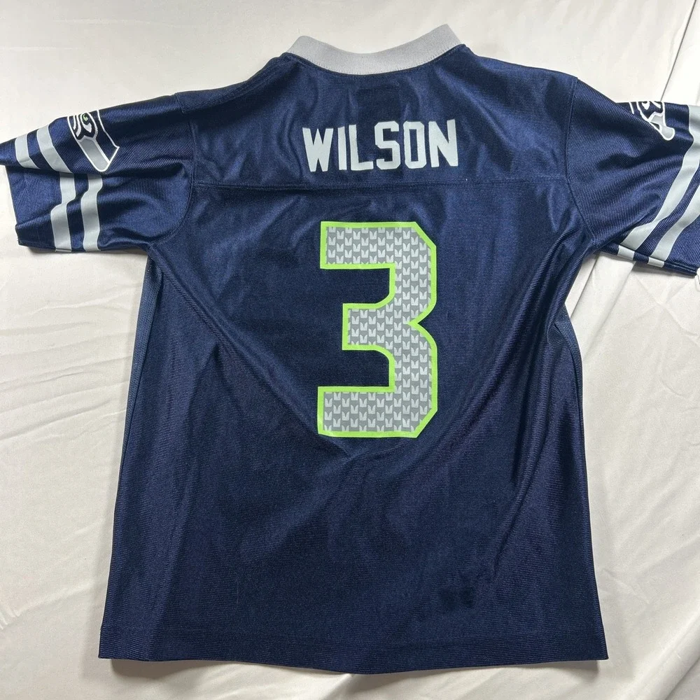 Nike NFL Seattle Seahawks Russell Wilson Jersey Youth Large L Blue Football